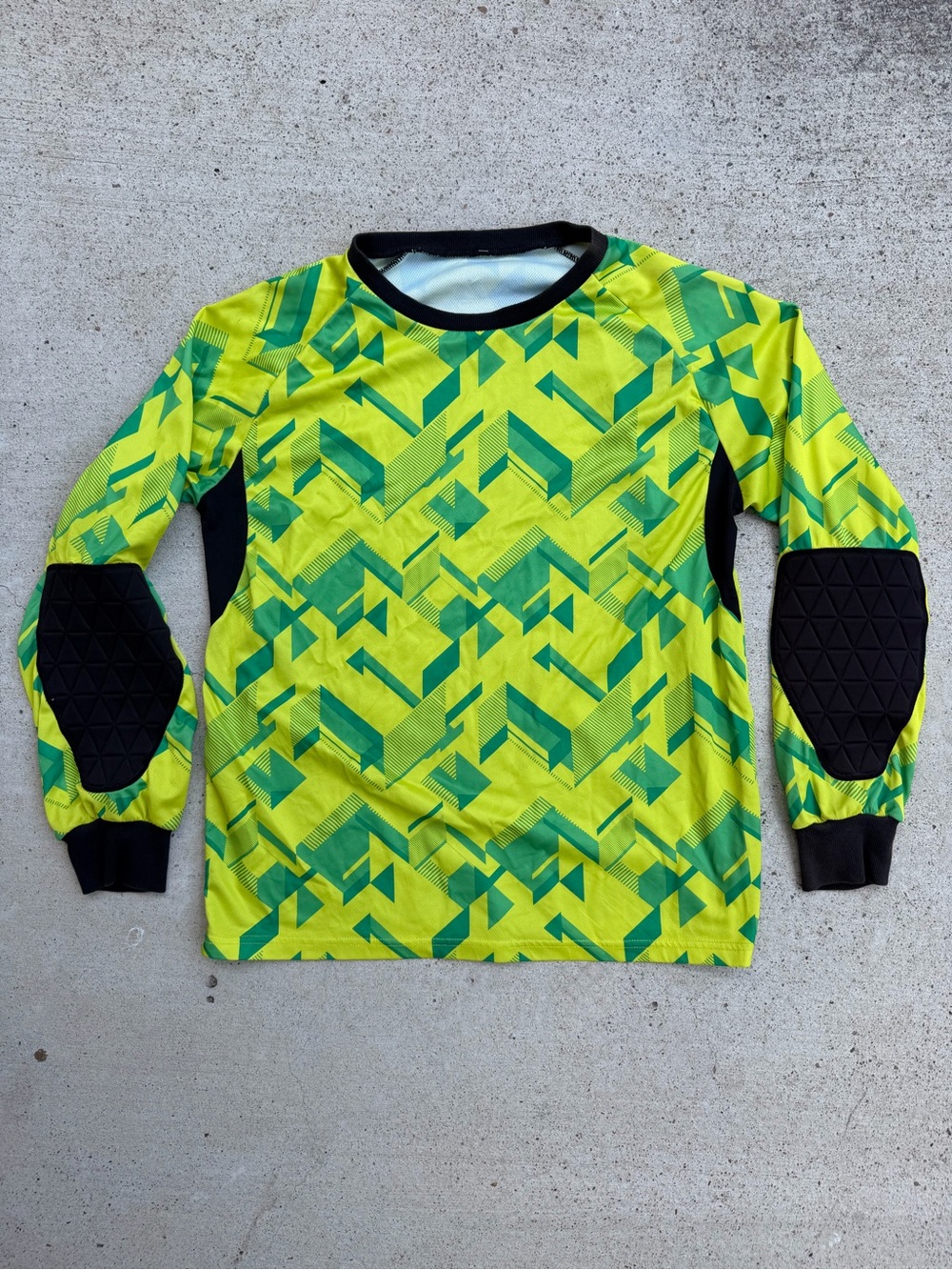Brava Goalkeeper Jersey Neon Yellow Green Padded Elbow Soccer Long Sleeve Mens L